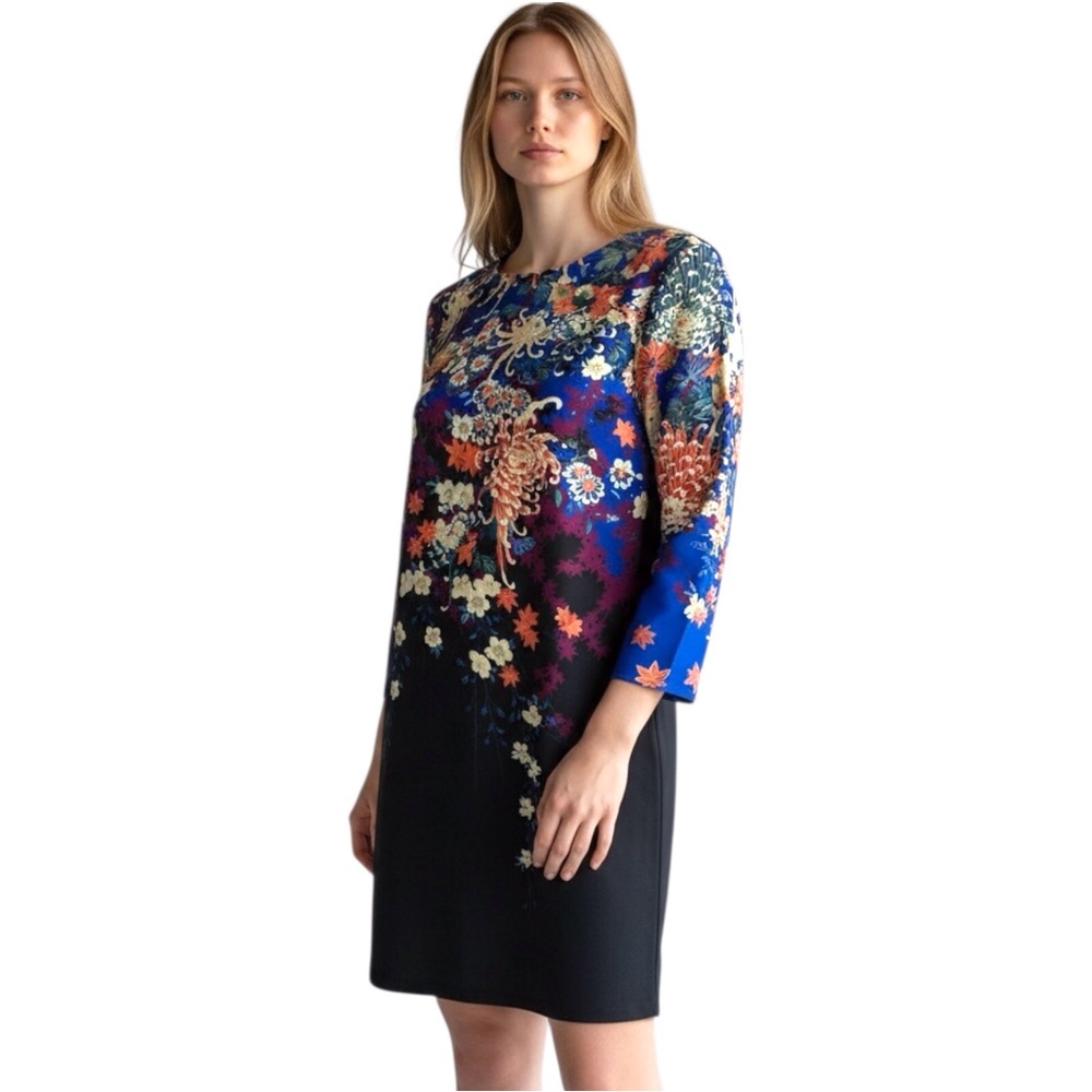 ASOS Sz 8 Artsy Black Exotic Floral Multicolored Dress Lightweight Women's
